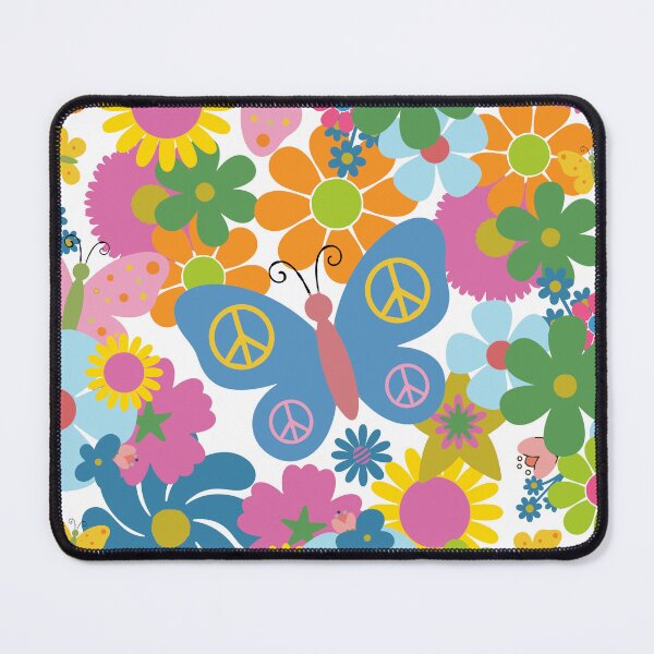 Item preview, Groovy 60s Hippie Floral and Butterfly Retro Pattern designed and sold by ByKaleido.