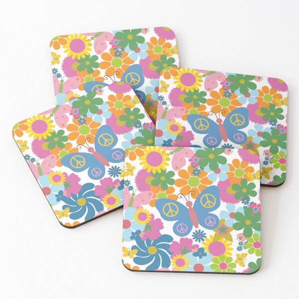 Item preview, Groovy 60s Hippie Floral and Butterfly Retro Pattern designed and sold by ByKaleido.