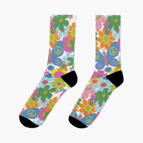 Item preview, Groovy 60s Hippie Floral and Butterfly Retro Pattern designed and sold by ByKaleido.