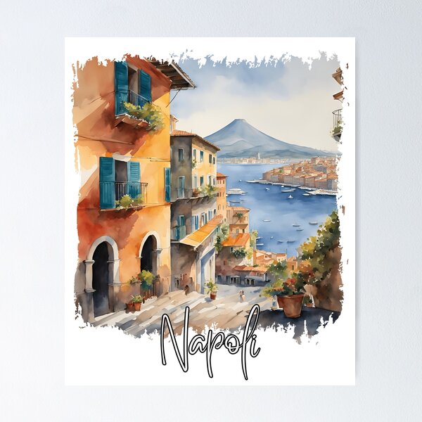 Artikelvorschau, Aquarell von Neapel, Italien entworfen und verkauft von Dressyourflag.