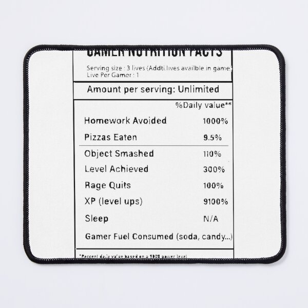 Item preview, Simple Gamer Nutrition Facts Funny Gaming Graphic Design designed and sold by OneCuriousFox.