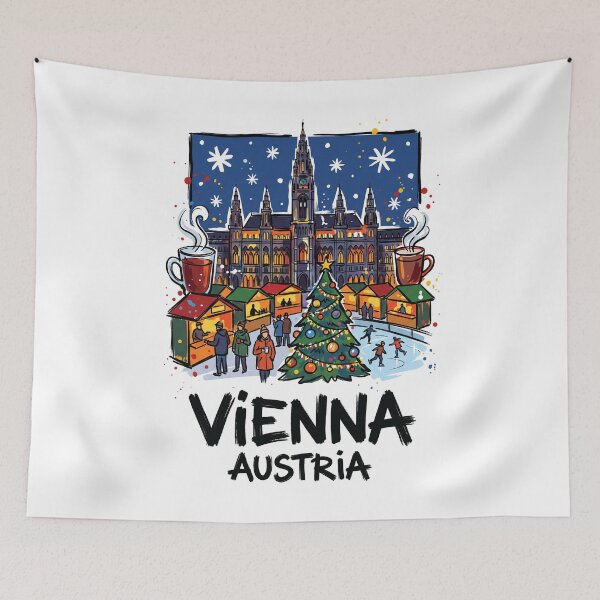 Item preview, Vienna Christmas Market Austria City Hall Art designed and sold by Merch by Das Design Studio.