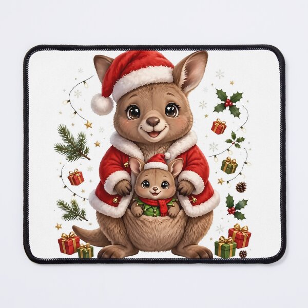 Item preview, Cute Christmas Kangaroo Mom and Baby JoeySanta Kangaroo Family Christmas | Festive Mama and Joey with Gifts Lights Holly  designed and sold by HoMya.
