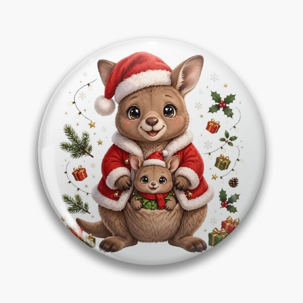 Item preview, Cute Christmas Kangaroo Mom and Baby JoeySanta Kangaroo Family Christmas | Festive Mama and Joey with Gifts Lights Holly  designed and sold by HoMya.