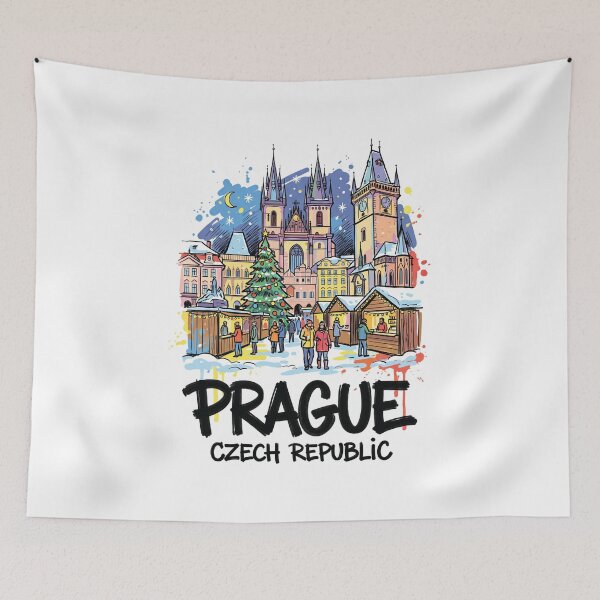 Item preview, Prague Old Town Square Christmas Market Art designed and sold by Merch by Das Design Studio.