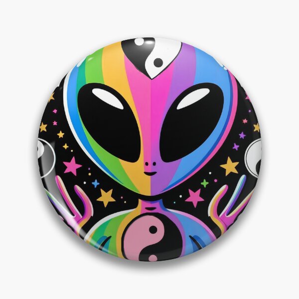 Item preview, Rainbow Alien Yin Yang Sticker | Trippy Peace Sign Alien Art designed and sold by Lunar-Lisa.