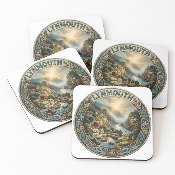 Item preview, Lynmouth England Devon Cliff Harbor Village Embroidered Patch Sticker designed and sold by Imaginarium of Chaos falcon88 .
