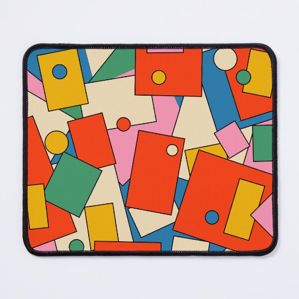Item preview, New 80s Geometric Dot Patchwork Framed Abstract in Rainbow Pop Colors and Black designed and sold by kierkegaard.