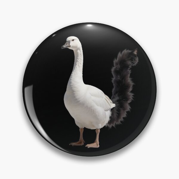 Item preview, White Goose with Fluffy Black Cat Tail designed and sold by OksArtStudio.