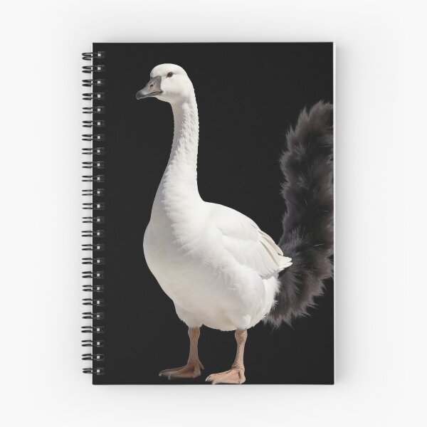 Item preview, White Goose with Fluffy Black Cat Tail designed and sold by OksArtStudio.