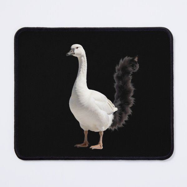 Item preview, White Goose with Fluffy Black Cat Tail designed and sold by OksArtStudio.