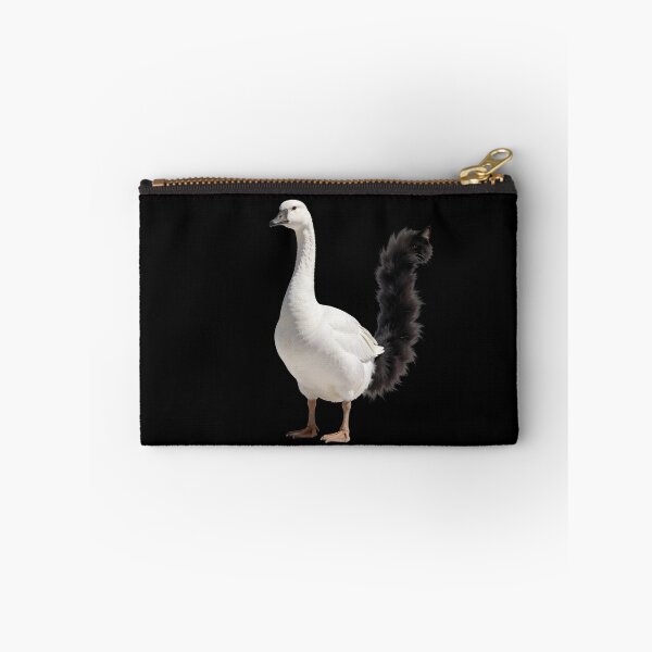 Item preview, White Goose with Fluffy Black Cat Tail designed and sold by OksArtStudio.