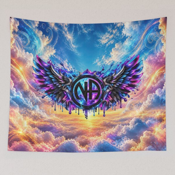 Item preview, NA Wings of Recovery – Neon Blue & Purple Sobriety Art designed and sold by artistwill.