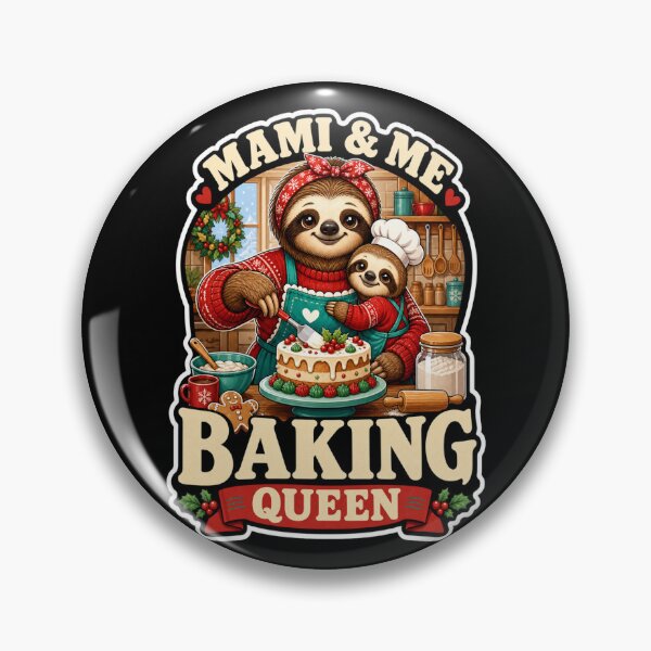 Artikelvorschau, Retro Mami And Me Baking Queen Christmas Sloth entworfen und verkauft von Design Vibras.