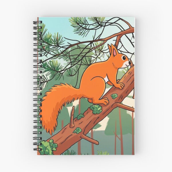 Item preview, Playful Red Squirrel on Pine Tree Illustration designed and sold by BLUESKY11a.