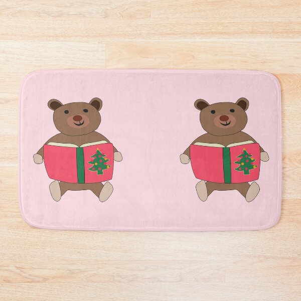 Item preview, Cute Teddy Bear Reading Christmas Book Illustration - Pink Holiday Decor designed and sold by Caterina@.