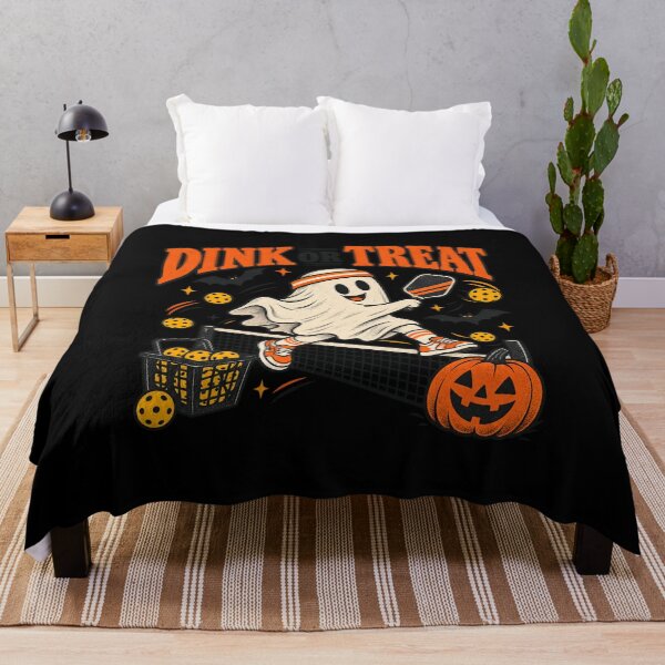 Item preview, Dink or Treat Retro Halloween Pickleball Ghost designed and sold by DesignStitchery.