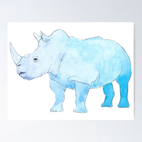 Baby Rhino Rescue rainbow watercolor logo Poster for Sale by
