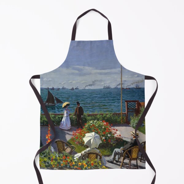 Aperçu de l'œuvre Jardin de Sainte-Adresse par Claude Monet : Affiche impressionniste de bord de mer ensoleillé créée et vendue par artofuniverse.