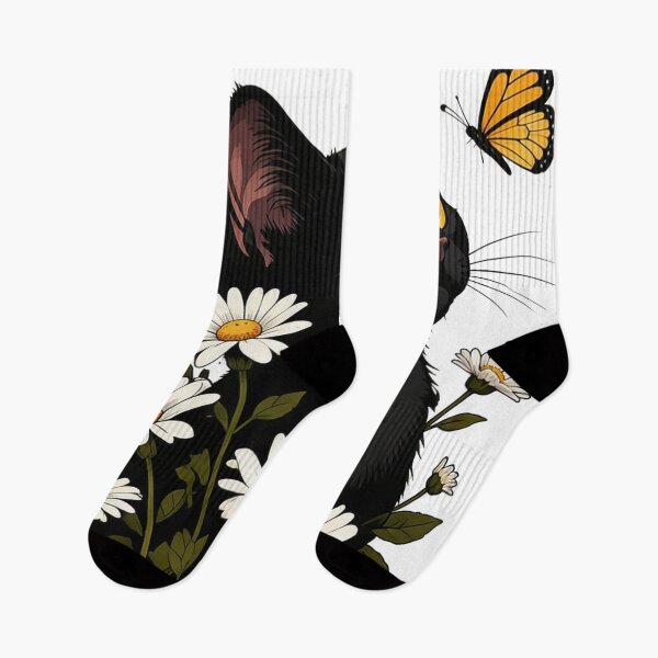 Item preview, Black Cat with Daisies and Monarch Butterfly designed and sold by urbancanvas2.
