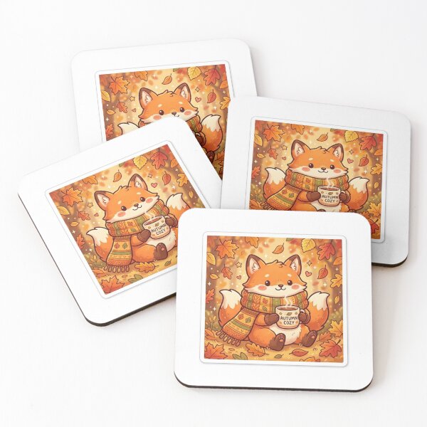 Item preview, Cozy Fox Autumn Coffee Vibes Sticker designed and sold by Elhocinr.
