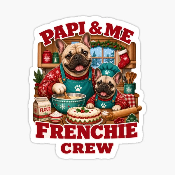 Item preview, Retro Papi And Me Frenchie Baking Crew Christmas designed and sold by Design Vibras.