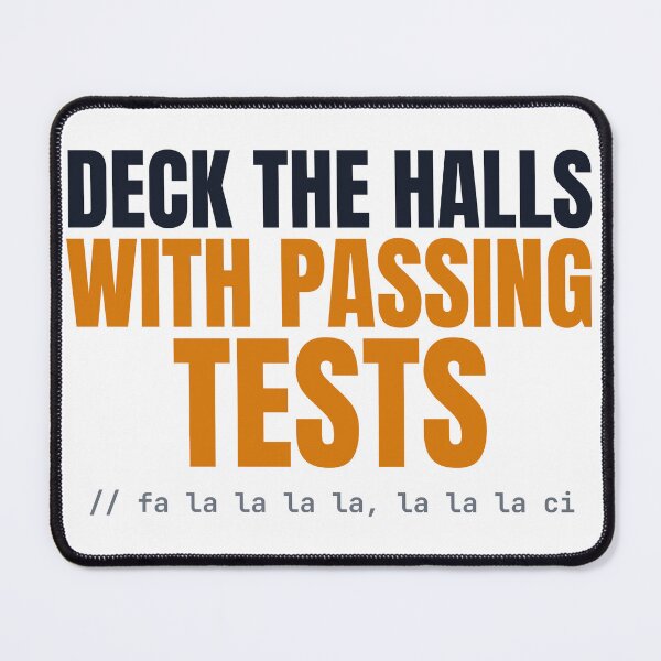 Aperçu de l'œuvre Deck The Halls With Passing Tests — QA Developer Christmas Sweater créée et vendue par AutomationDataCamp ⭐⭐⭐⭐⭐.