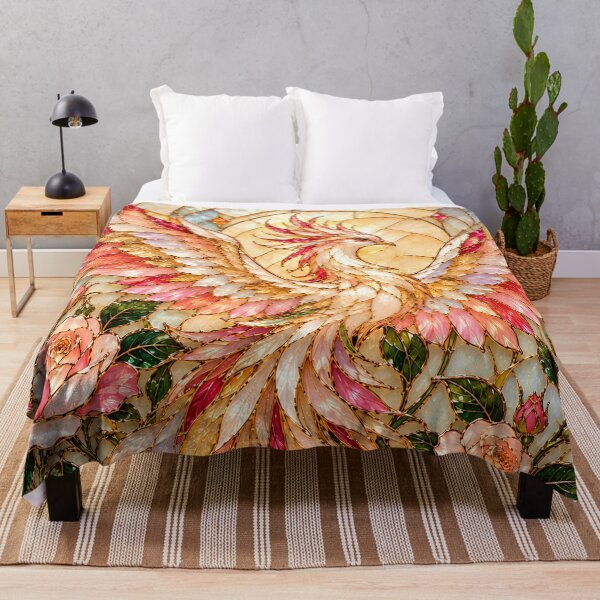 Artikelvorschau, Pink Phoenix with Roses – Stained Glass Floral Art entworfen und verkauft von ManJiangHong.