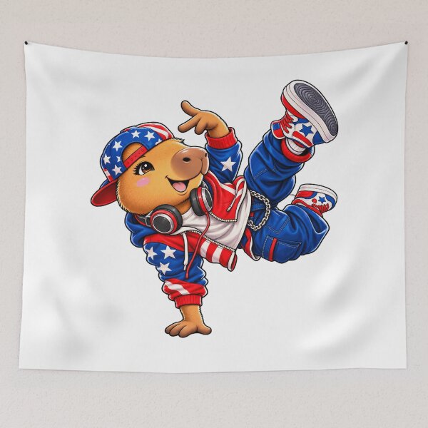 Item preview, Hip Hop Capybara USA – Cute Breakdance Street Dance Adventure designed and sold by CapybaraTravels.