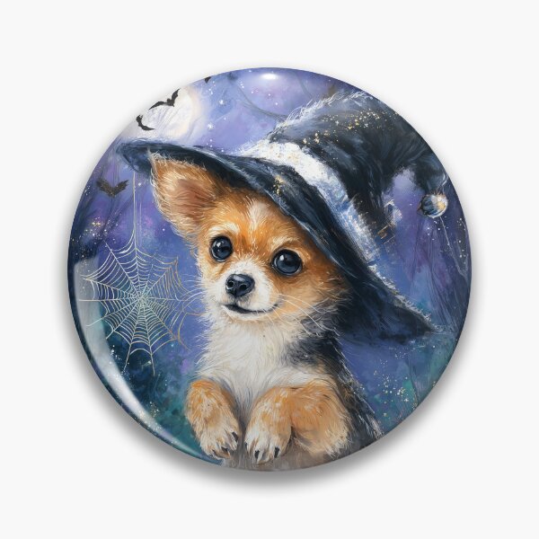 Item preview, Halloween Chihuahua Puppy with Pumpkin – Witch Hat Small Dog Wall Art designed and sold by elisarasada.