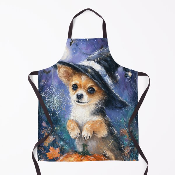Item preview, Halloween Chihuahua Puppy with Pumpkin – Witch Hat Small Dog Wall Art designed and sold by elisarasada.