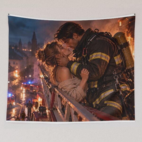 Artikelvorschau, Firefighter Romance – Love in the Flames entworfen und verkauft von BerlyArts.