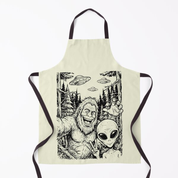 Item preview, Bigfoot and Alien Selfie Funny Cryptid UFO Forest Vintage designed and sold by FolkGraphics.