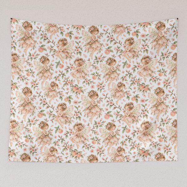 Item preview, Peach Blossom Fairy – Whimsical Cottagecore Watercolor Art designed and sold by looplandger.