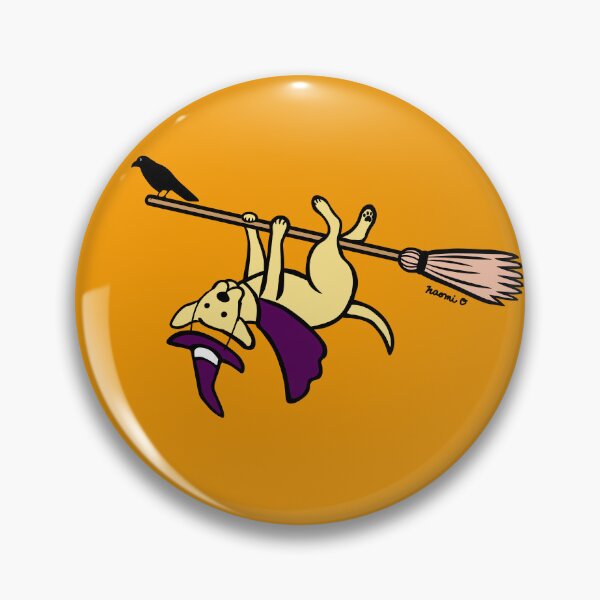 Item preview, Halloween Yellow Labrador Broom Rider designed and sold by HappyLabradors.