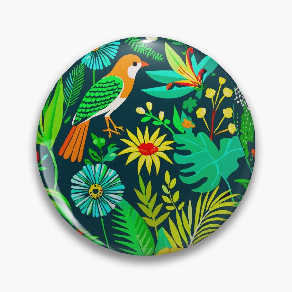 Item preview, Tropical Rainforest Birds And Green Lush Foliage Pattern designed and sold by FemmePod.