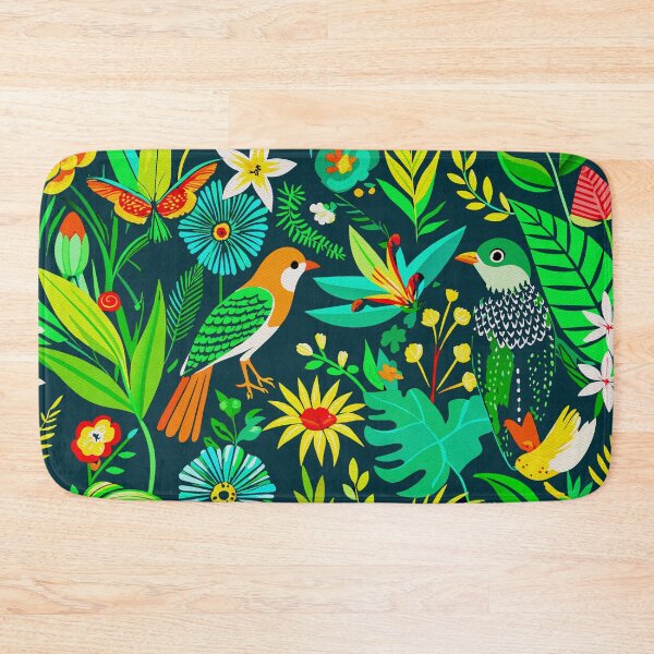 Item preview, Tropical Rainforest Birds And Green Lush Foliage Pattern designed and sold by FemmePod.