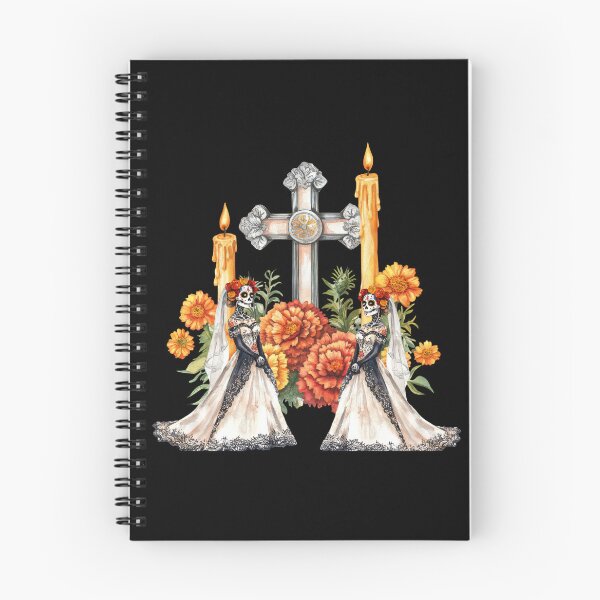 Item preview, Catrina Brides Day of the Dead Altar – Sugar Skull Wedding with Marigolds, Candles & Cross designed and sold by EwaMariaShop.