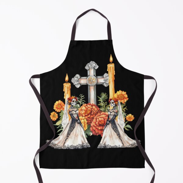 Item preview, Catrina Brides Day of the Dead Altar – Sugar Skull Wedding with Marigolds, Candles & Cross designed and sold by EwaMariaShop.