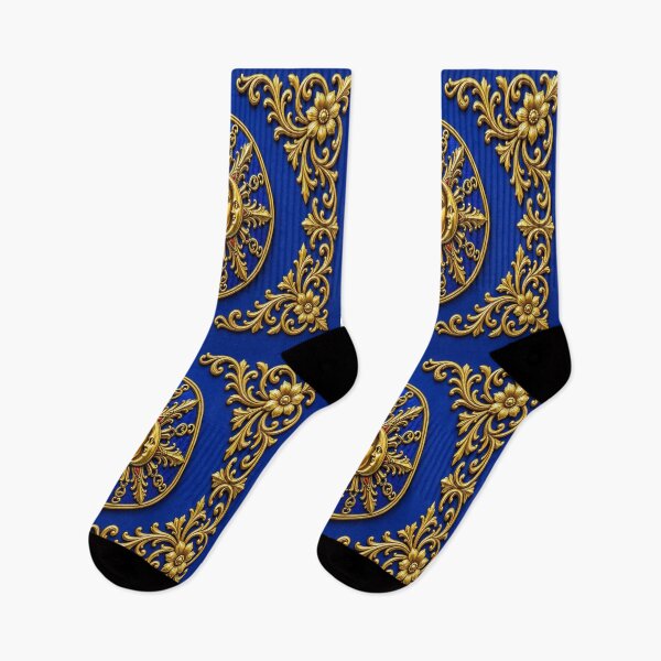 Item preview, Majestic Golden Sun and Moon Vintage Baroque Royal Blue Art designed and sold by Breezes-of-Ida.