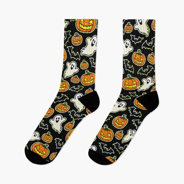 Item preview, Spooky Halloween Pumpkin Ghost Bat Seamless Pattern designed and sold by BeardWave.