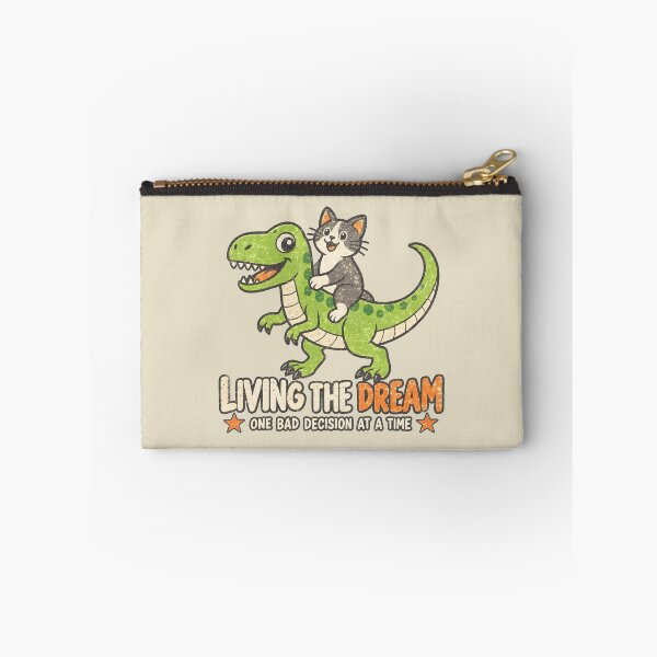 Item preview, Living the Dream – Cat Riding Dinosaur designed and sold by AwesomeBeyondLimits.