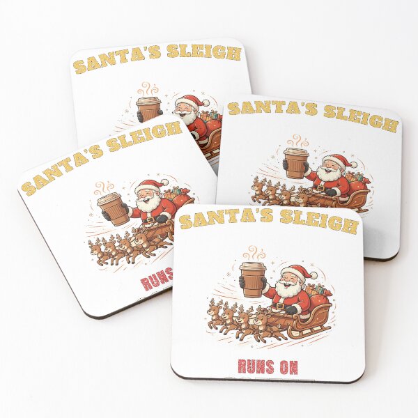 Item preview, Santa's Sleigh Runs On Coffee Funny Christmas Tee designed and sold by FitEnvy.