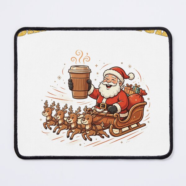 Item preview, Santa's Sleigh Runs On Coffee Funny Christmas Tee designed and sold by FitEnvy.
