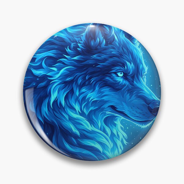Item preview, Majestic Blue Wolf Glowing Fantasy Animal Art designed and sold by FusionCipher.