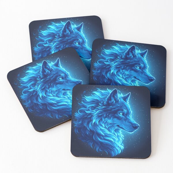Item preview, Majestic Blue Wolf Glowing Fantasy Animal Art designed and sold by FusionCipher.