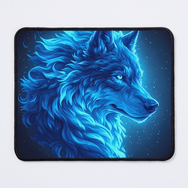 Item preview, Majestic Blue Wolf Glowing Fantasy Animal Art designed and sold by FusionCipher.