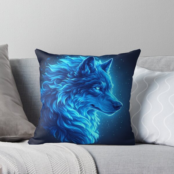 Item preview, Majestic Blue Wolf Glowing Fantasy Animal Art designed and sold by FusionCipher.