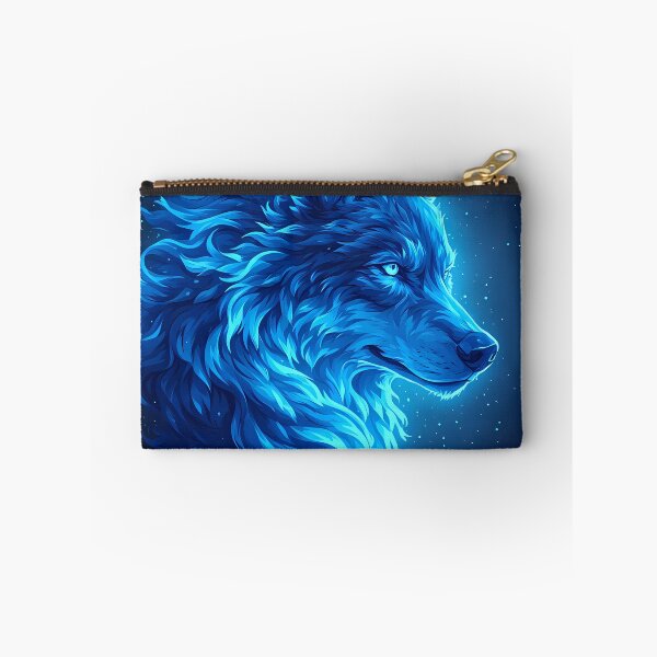 Item preview, Majestic Blue Wolf Glowing Fantasy Animal Art designed and sold by FusionCipher.