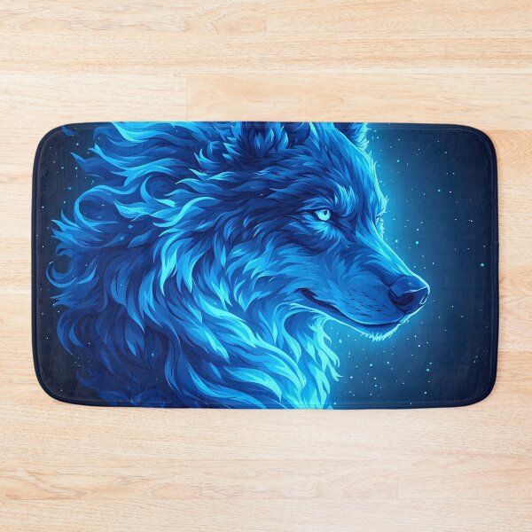 Item preview, Majestic Blue Wolf Glowing Fantasy Animal Art designed and sold by FusionCipher.